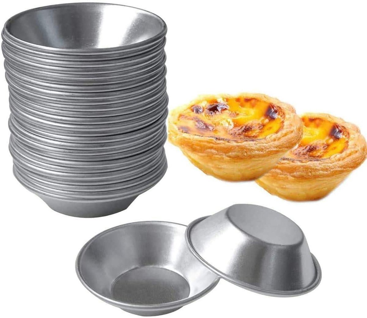 Eierkoekvormen – Aluminium – Herbruikbaar anti-aanbak – 24 stuks – Zilver