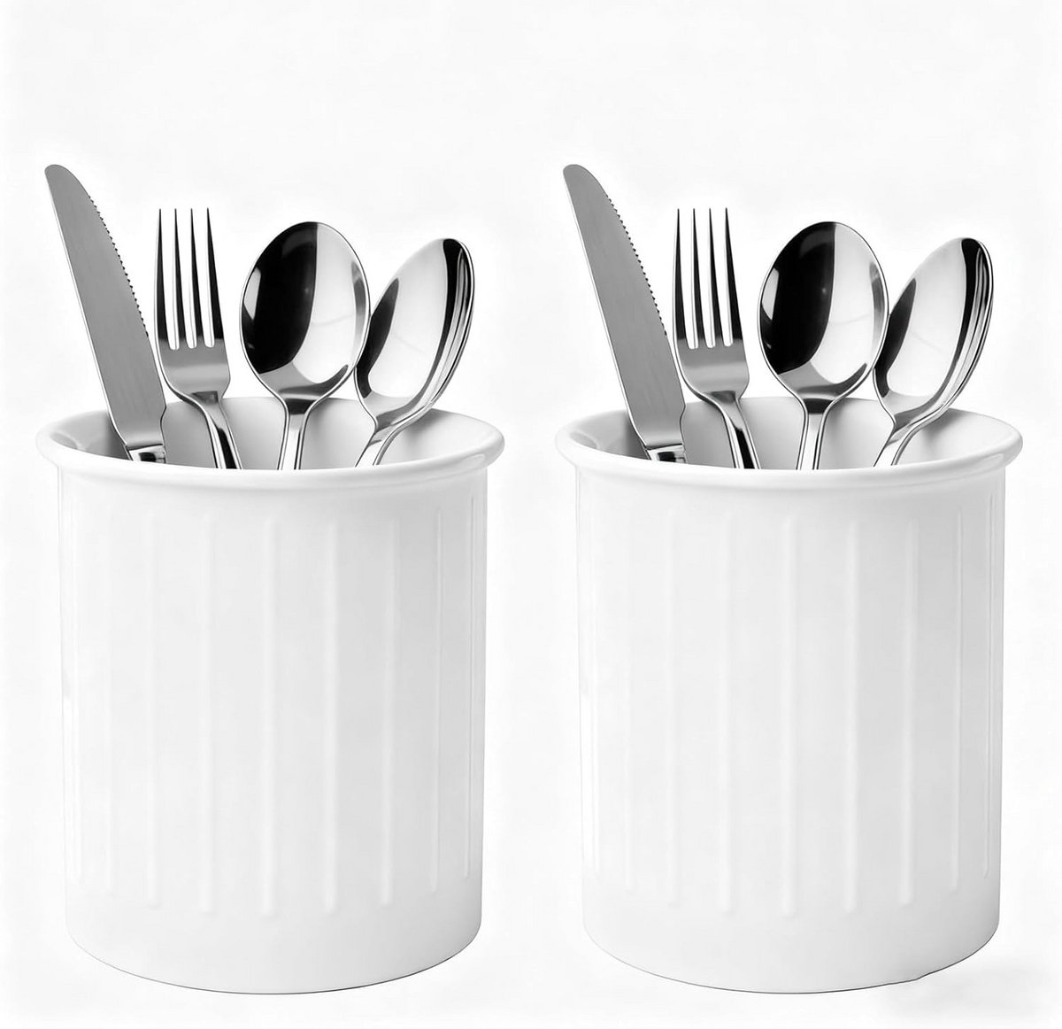 Set van 2 Keramische Keukengerei Houders voor Aanrecht - Bestekorganizer