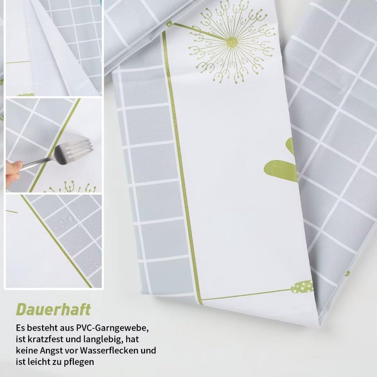 Afwasbaar Tafelkleed PVC Geruit Lichtgrijs 120 x 140 cm