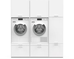 Washcab® Wasmachine Kast - Wasmachine Verhoger - Wasmachine Ombouw - Wit - Duo Set High 2