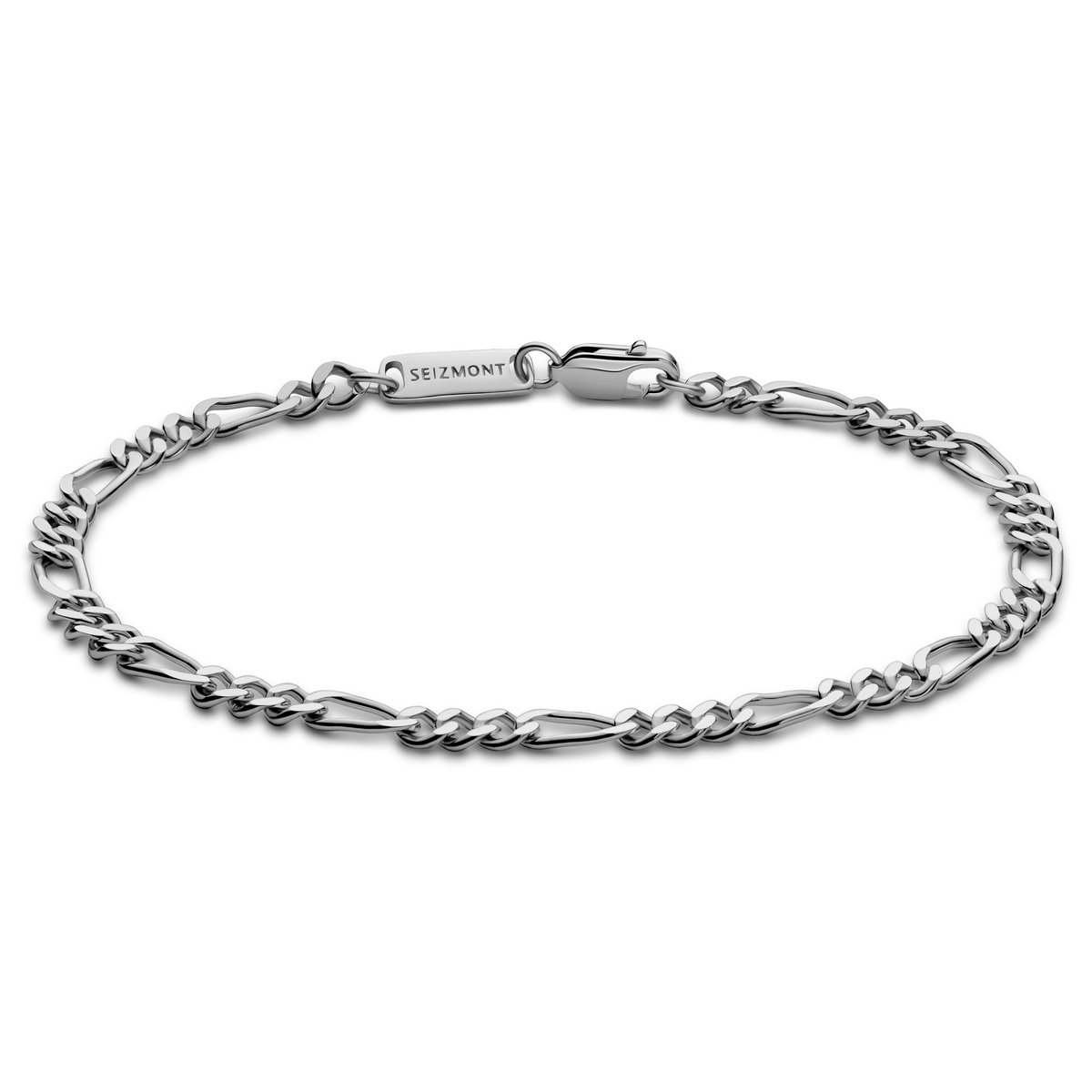 Argentia | 925s | 4 mm Gerhodineerde Sterling Zilveren Armband met Figaro Schakels