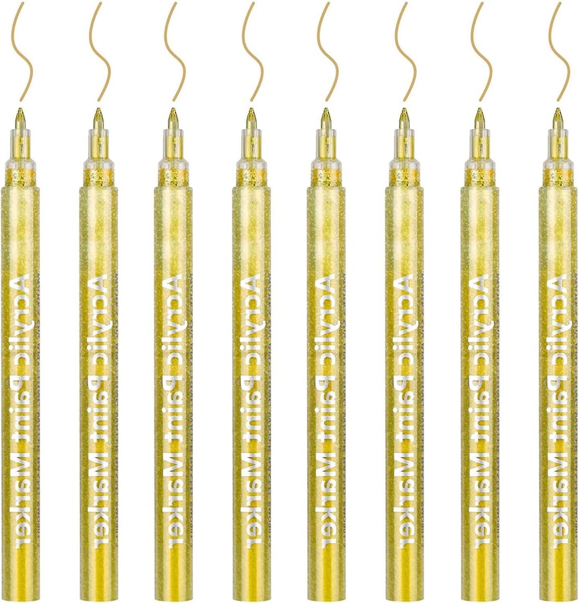 Acrylverf Stiften - Set van 8 Gouden Acrylmarkers voor Stenen, Glas, Hout, Porselein, Keramiek en Textiel - Fijne Punt van 0.7mm