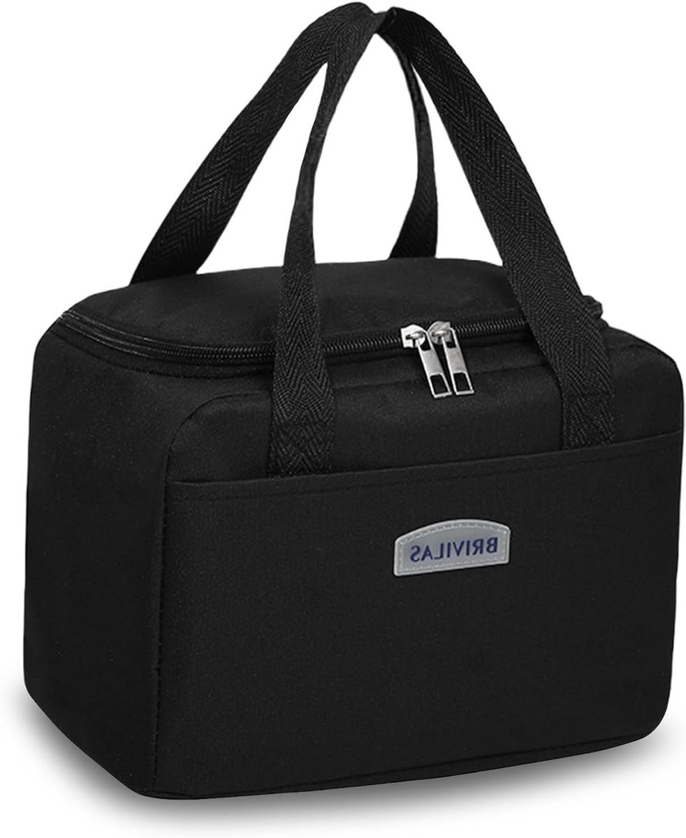 Zwarte Lunchbox Tas met Geïsoleerde Binnenkant - Handig voor Werk en School