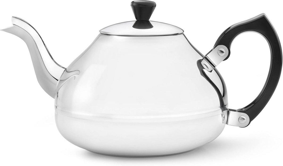 Enkelwandige Theepot van Roestvrij Staal - 1.2 Liter - Glans Afwerking
