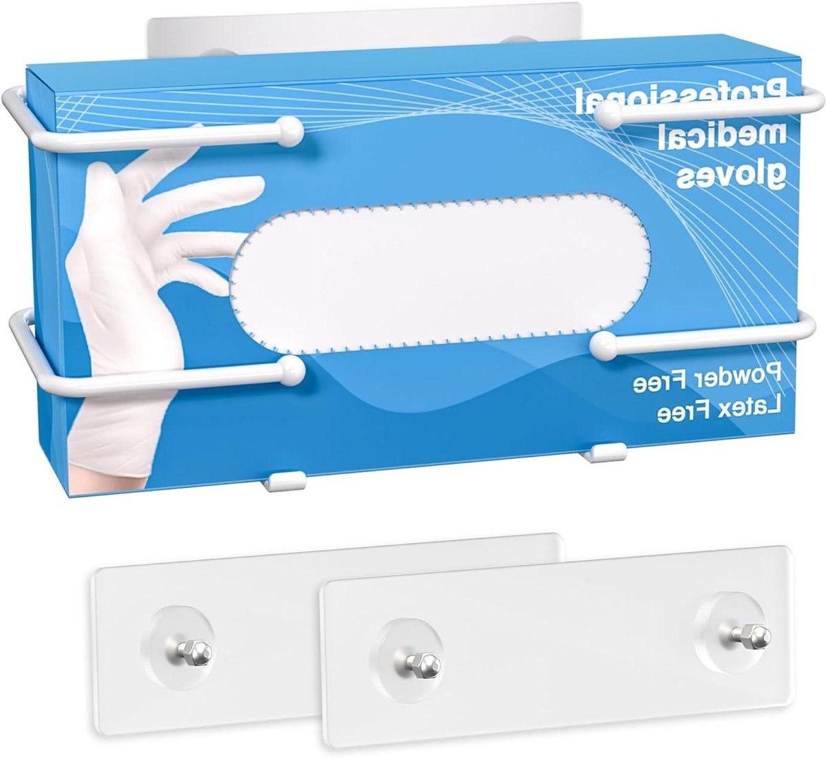Handschoenenhouder voor Doos - Zelfklevende Wanddispenser voor Handschoenen en Tissues - Opbergitems Organizer in Wit