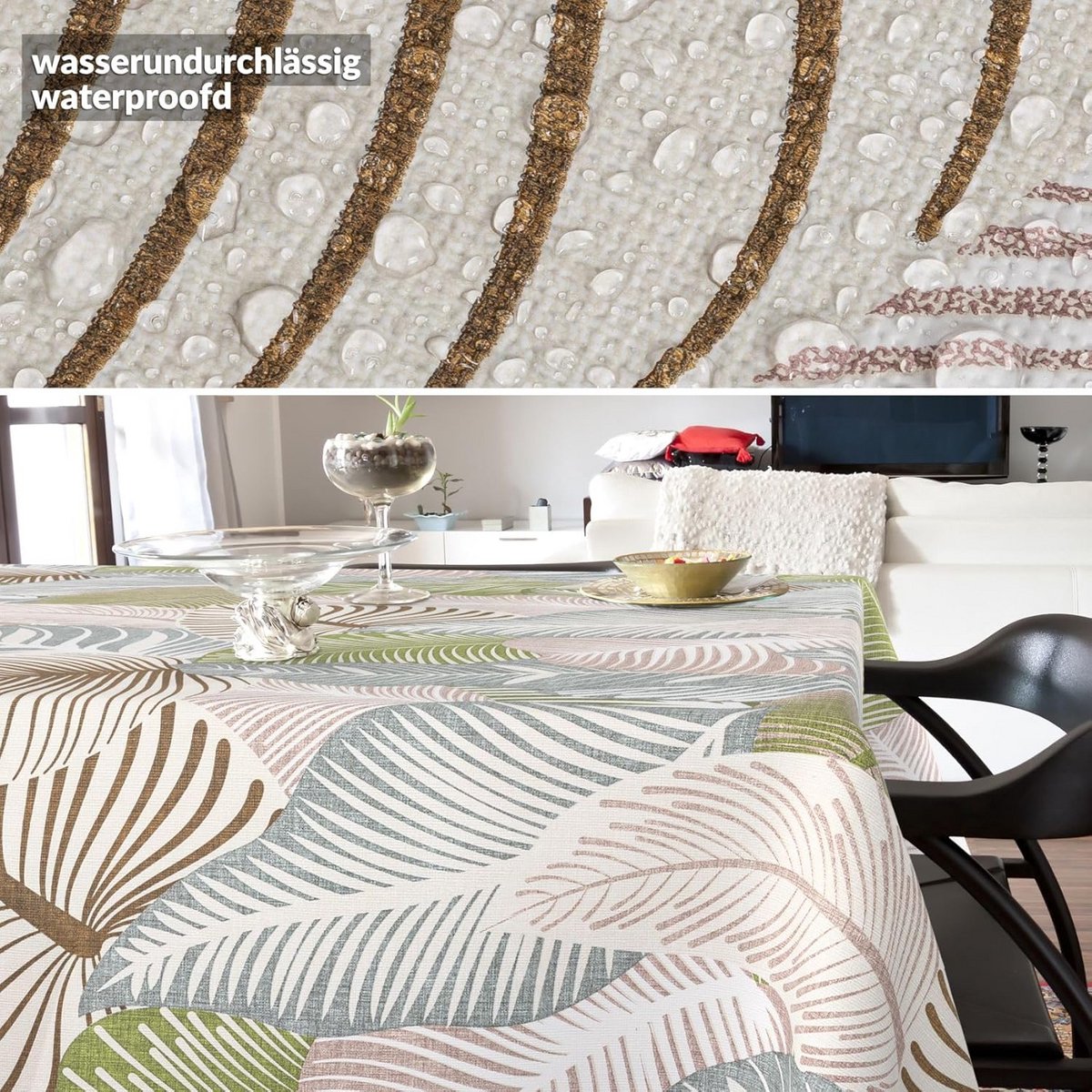Wasbaar Tafelkleed Tafelzeil Waterafstotend Bloem- en Bladmotief 240x140 cm