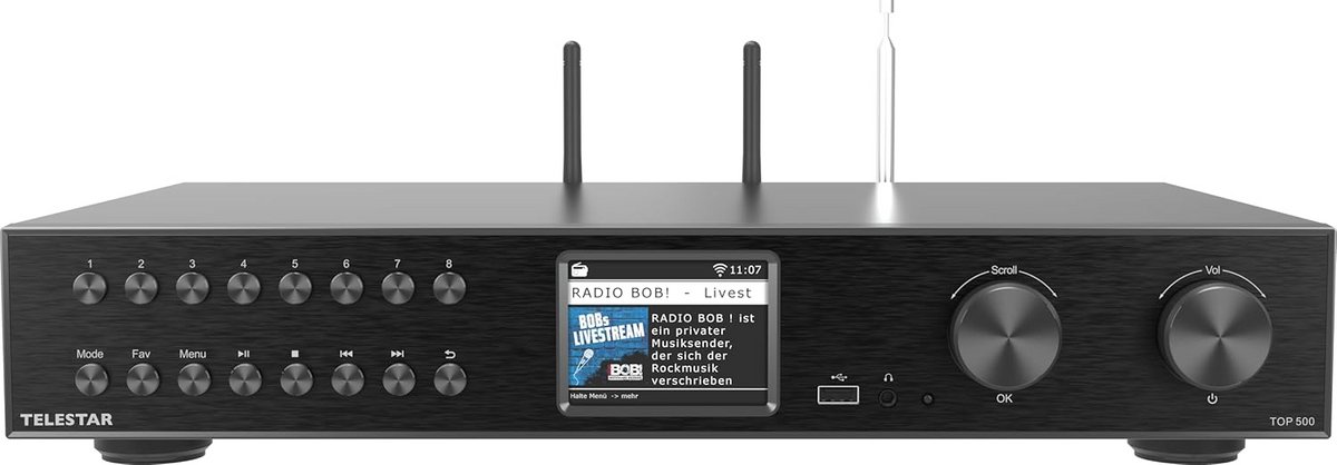 Universele HiFi Tuner met Internetradio, DAB+, Bluetooth en Streaming Ondersteuning (43 cm)