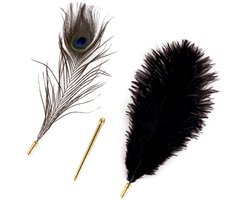 Sevanda - Natural Peacock Flirting - Veren Kietelaar met Verwisselbare Veren - Goud/Zwart