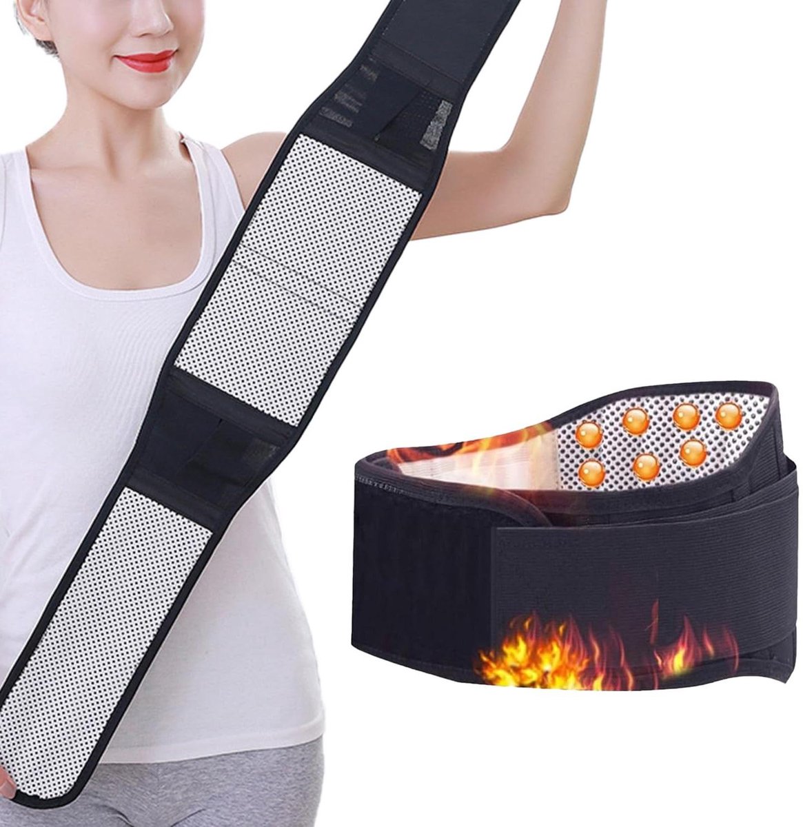 Thermische Lendenkordel met Zelfverwarmend Effect voor Tailleondersteuning en Menstruatieklachten - Zwart - Taille 71-80 cm