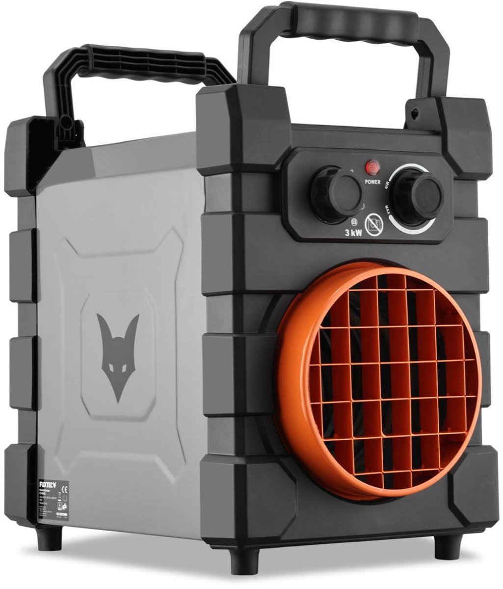 FUXTEC elektrische kachel FX-EH3, ventilatorkachel met 2 warmtestanden 1500W/3000W, thermostaat, oververhittingsbeveiliging, compact en draagbaar voor ruimtes tot 90 m²