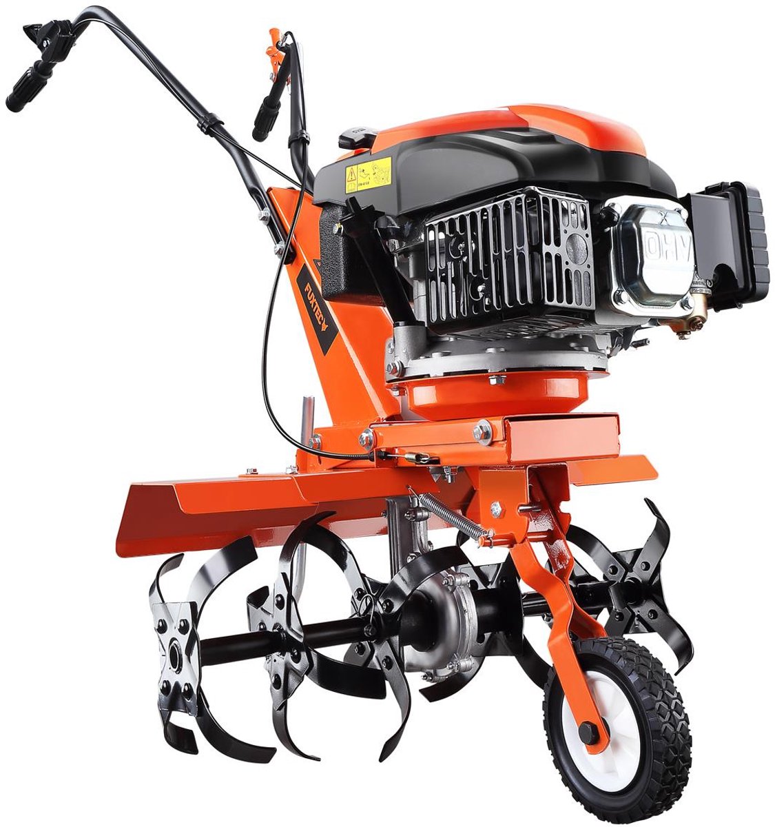 FUXTEC Benzine Tuinfrees FX-AF1139 Set – Motorfrees met werkbreedte-verbreder – 4-takt motor, 16 messen, 36 cm werkbreedte