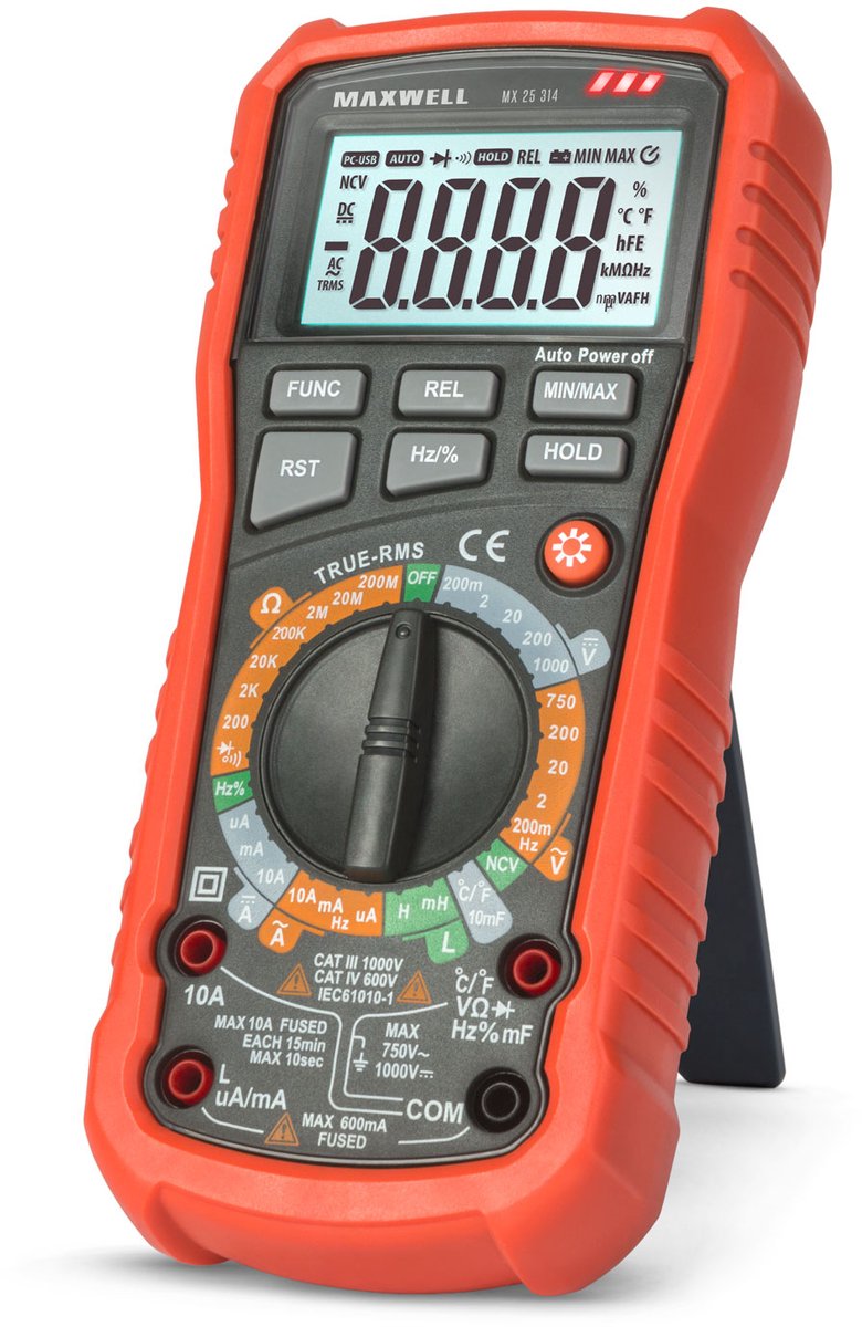 Digitale Multimeter - Inductiemeting - Capaciteit - Temperatuur - NCV - 1000V - 10A - Achtergrondverlichting [25314]