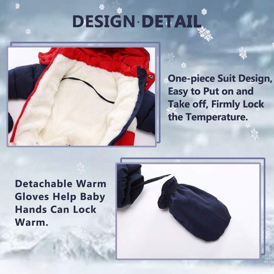 Warm Uniseks Skipak met Voetjes en Capuchon voor Peuters — afbeelding 2