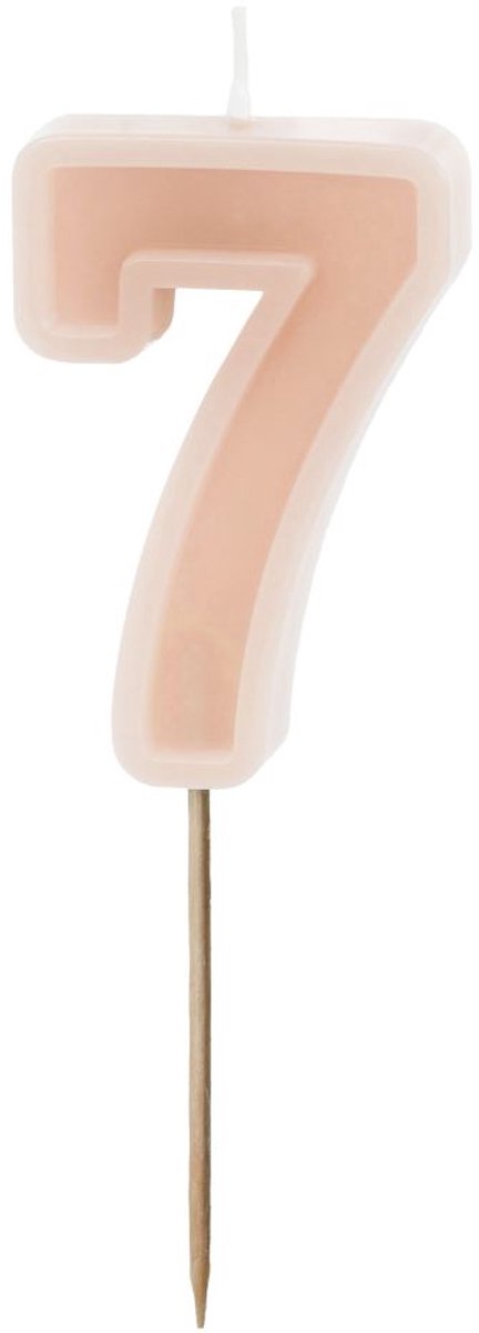 Taartkaars nummer 7 oudroze 6cm