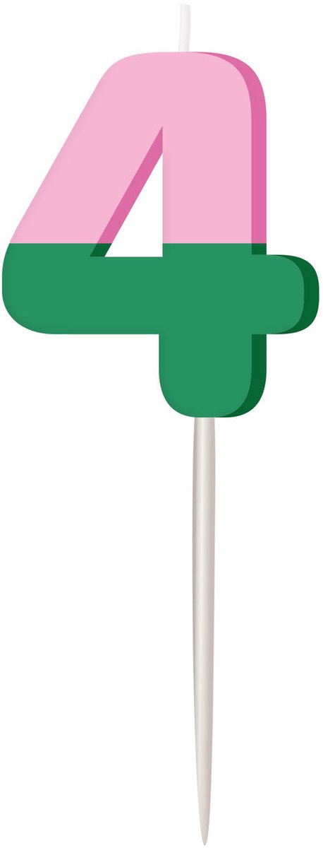 Kleurrijke taartkaars nummer 4