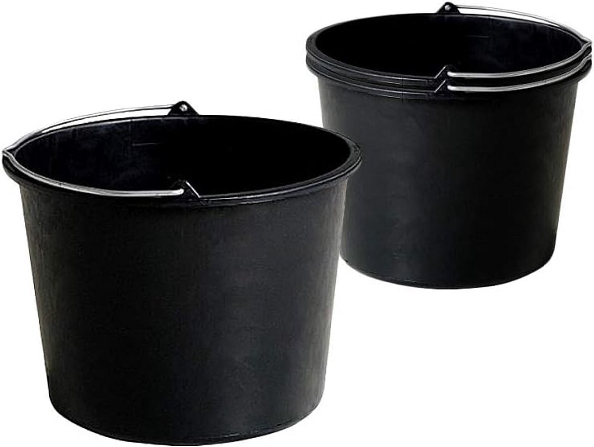 Set van 3 Robuuste Bouwemmers - 20 Liter - Met Afgietrand en Metalen Handvat