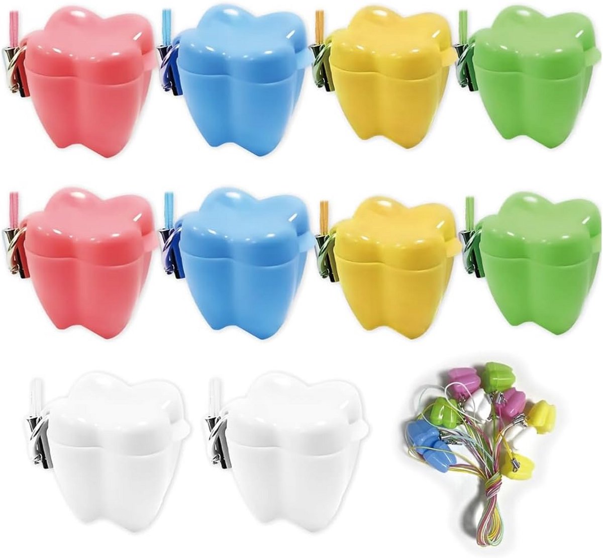 10 Stuks Kinder Tandendoosjes voor Melktanden in Verschillende Kleuren