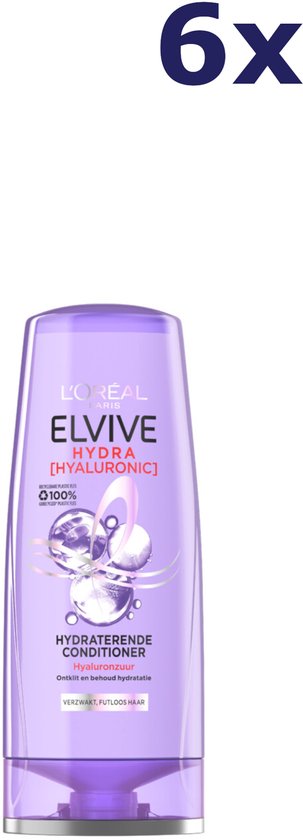 L'Oréal Elvive Hydra Hyaluronic Après-shampooing, 100% plastique recyclé.
