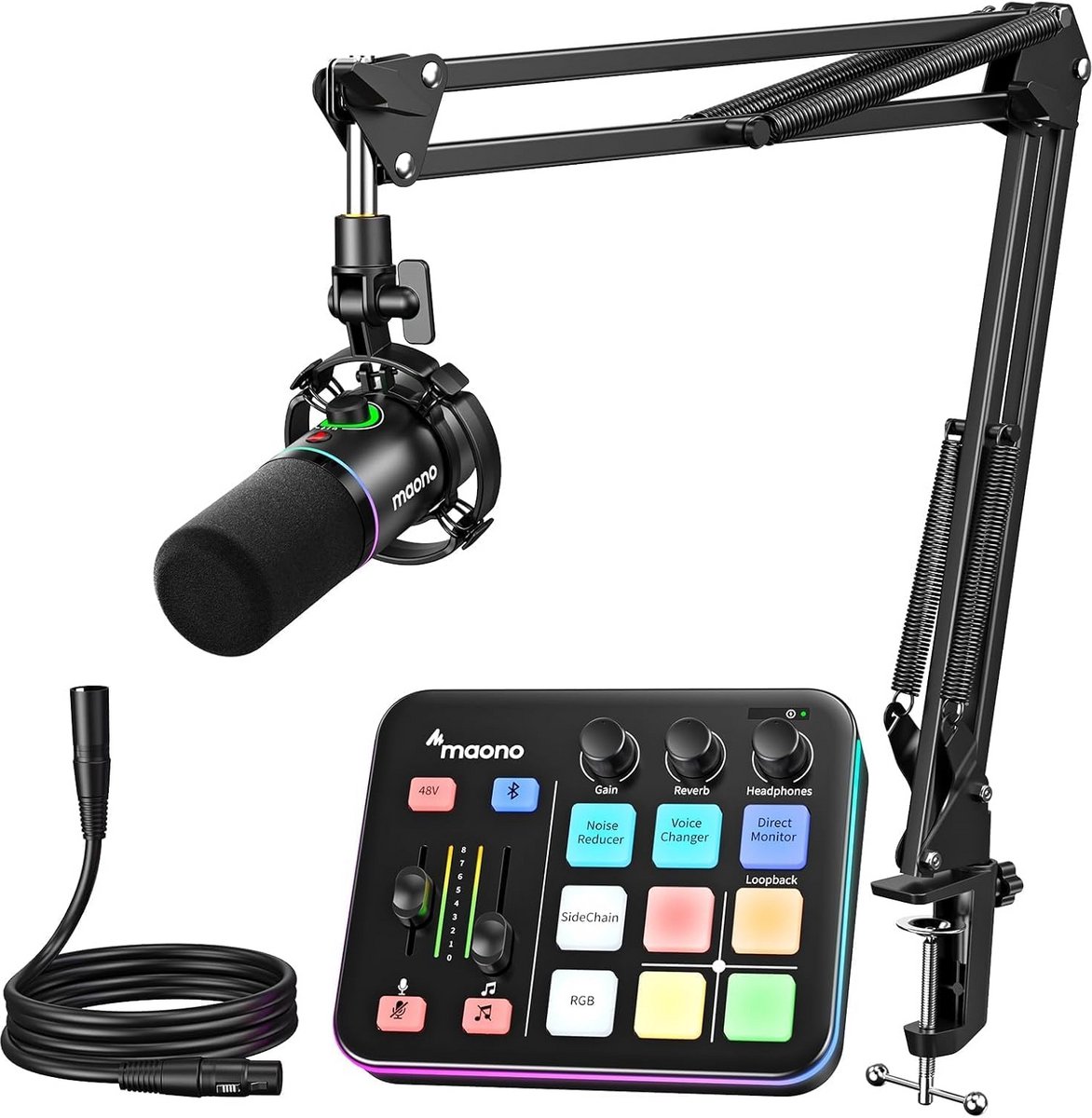 XLR Audio Mixer Interface en Dynamische Microfoon Set voor Live Streaming en Podcasting
