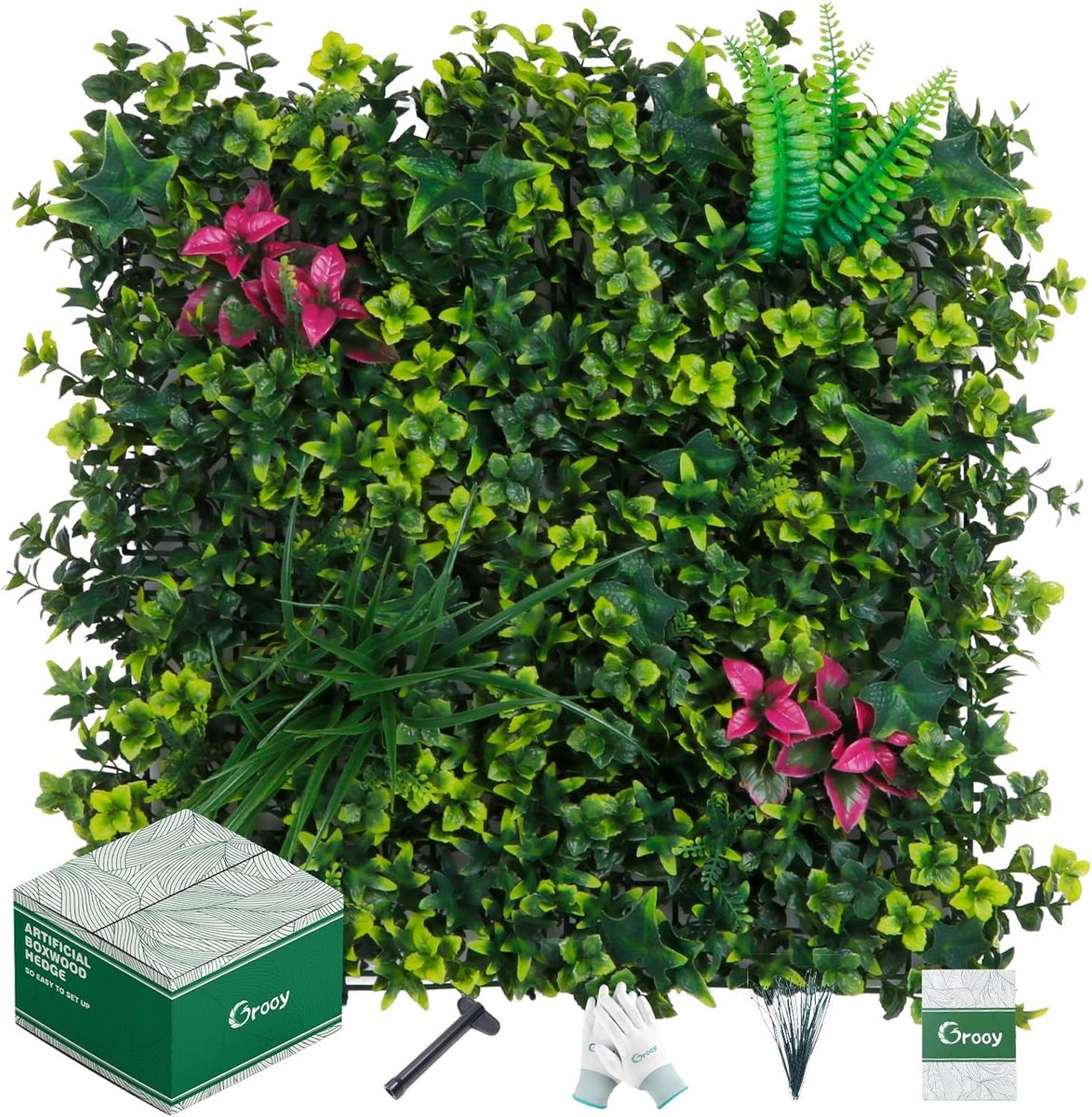 Kunsthaag Panelen met Groen Graseffect - 50x50 cm Set van 6 - Privacy & Decoratie voor Binnen en Buiten
