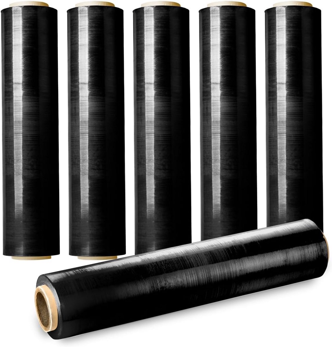6 Rollen Zwarte Rekfolie 40 cm Breed - 150m tot 200m - 23 Micron - Stretchfolie voor Pallets en Verhuizing