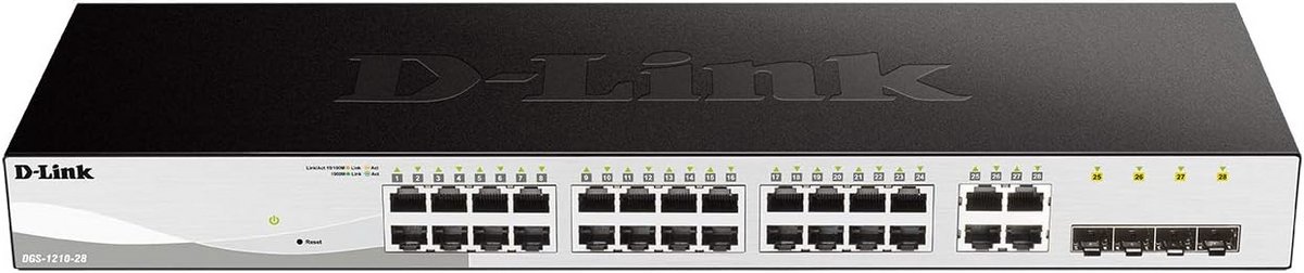 Managed Gigabit Smart Switch met 28 Poorten (24x LAN + 4x SFP) - Stille Ventilatorloze Netwerkswitch