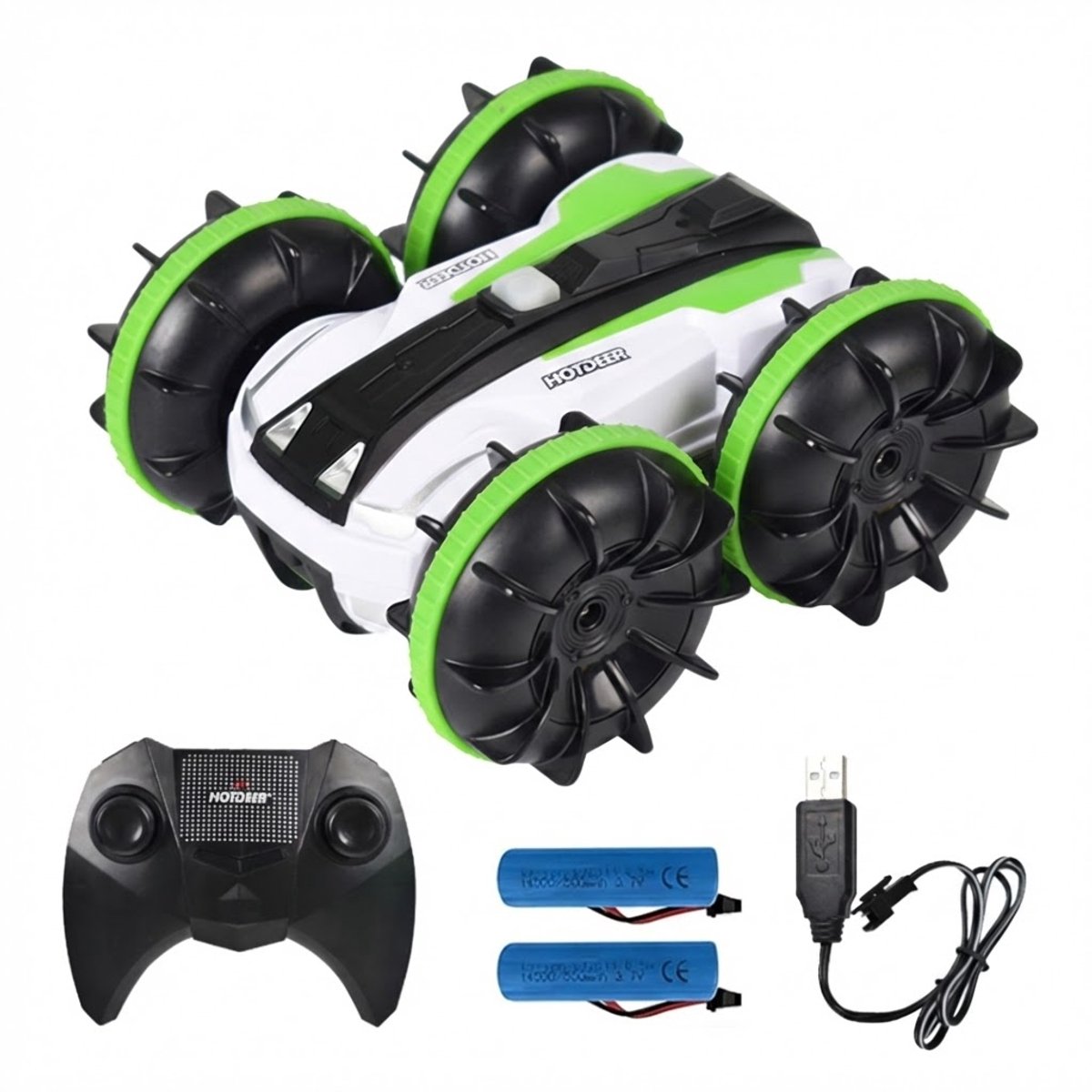 GT RC Bestuurbare Auto & Boot All-Terrain – Groene Afstandsbestuurbare RC Auto voor Land en Water – Met 2 Oplaadbare Accu’s – Stunt Auto voor Jongens en Meisjes vanaf 3 Jaar