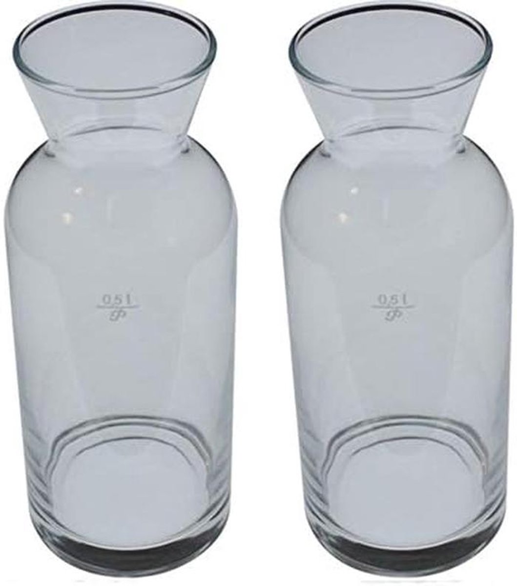 Set van 2 Glazen Karaffen 0.5 Liter met CE Keurmerk voor Wijn en Dranken