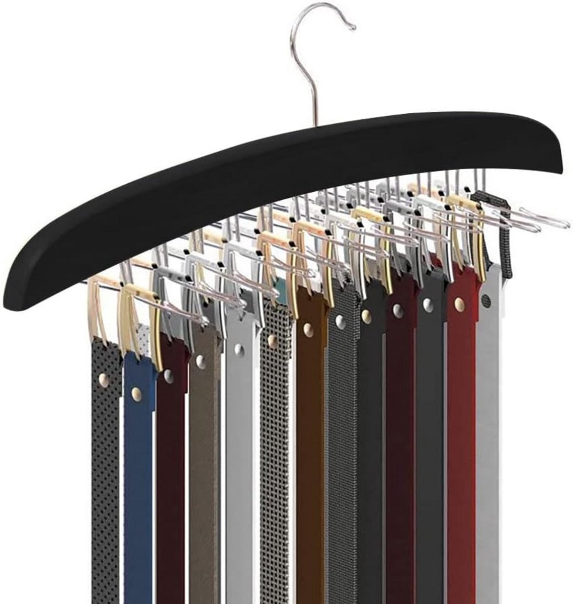 Houten Stropdashouder met 24 Haken - Ruimtebesparende Kledingkast Organizer