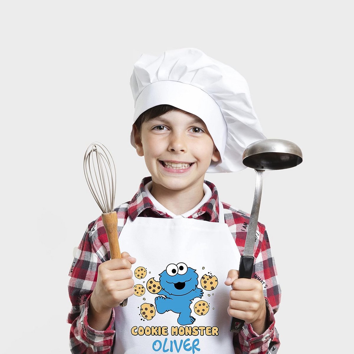 Gepersonaliseerd Kinder Chef Hoed en Schort Set Verstelbaar