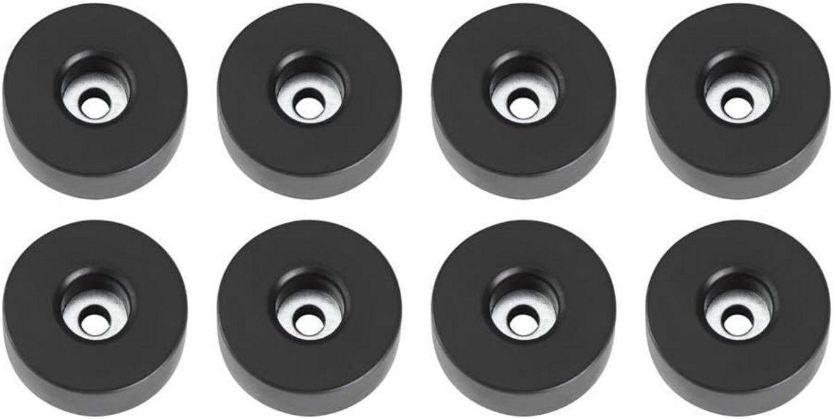 Set van 8 zwarte rubberen voetjes voor apparatuur 38x15 mm