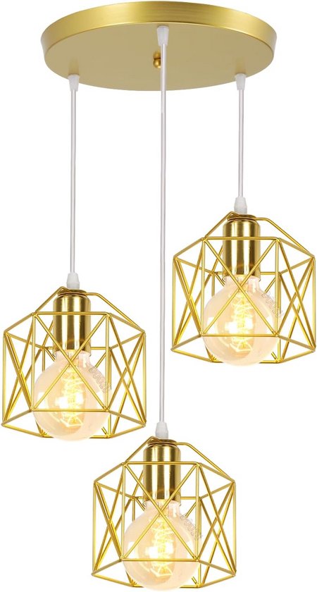 3-Lichts Industriële Hanglamp met Kooi Design - Vintage Zwarte