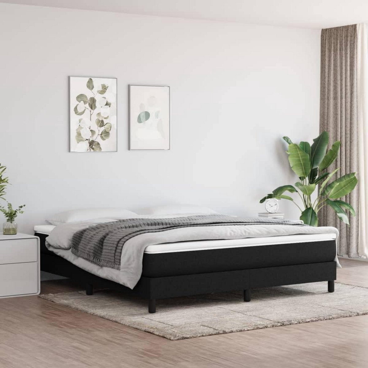Boxspring Boxspring Bedframe Zwart 180x200 cm Stevig