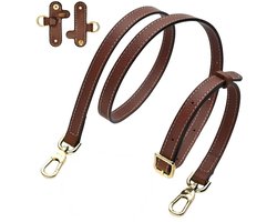 Echt lederen schouderband - geschikt voor Longchamp tassen - geschikt voor uitwisselbaar met de crossbodyband van de Longchamp mini tas - boren is niet nodig - verstelbare lengte 94-124 cm - bandbreedte 1,2 cm -Bruin