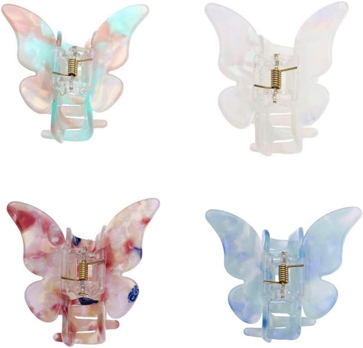 4x Grote Vlinder Haarclips Vintage Stijl - Antislip Haarspeld voor Dames en Meisjes
