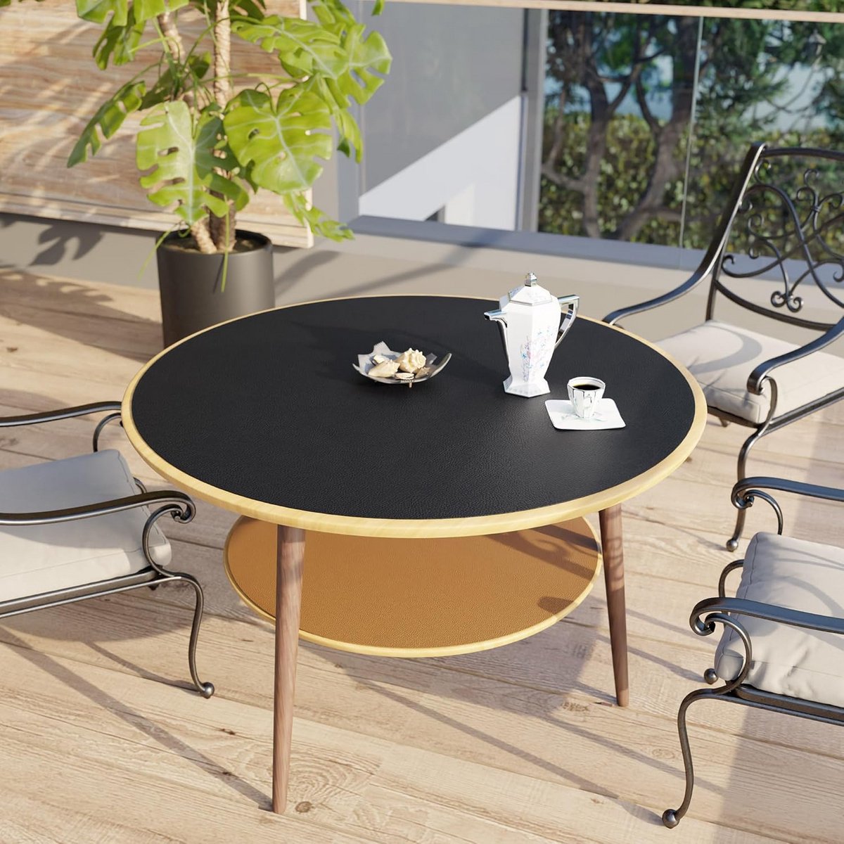 Ronde Placemat van Kurk en Leder, Hittebestendig en Antislip, Op Maat Bij te Snijden