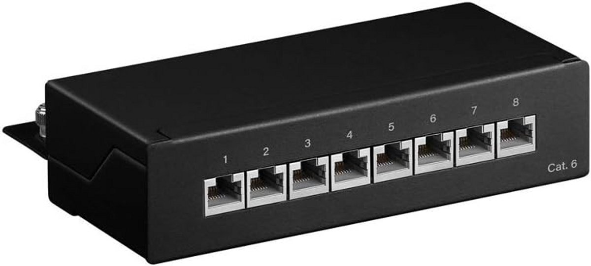 CAT 6 Patchpaneel 8 Poorten - Compact Wandmodel voor Kantoor en Netwerk
