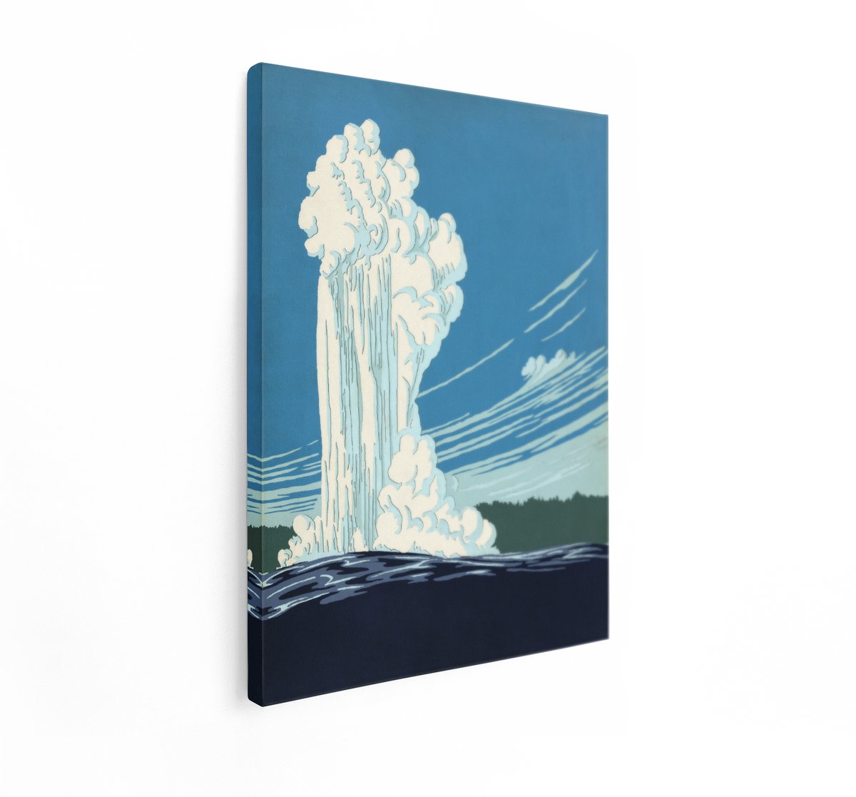Artaza Canvas Schilderij Yellowstone Geiser - 30x40 cm - Vintage Muurdecoratie - Wanddecor