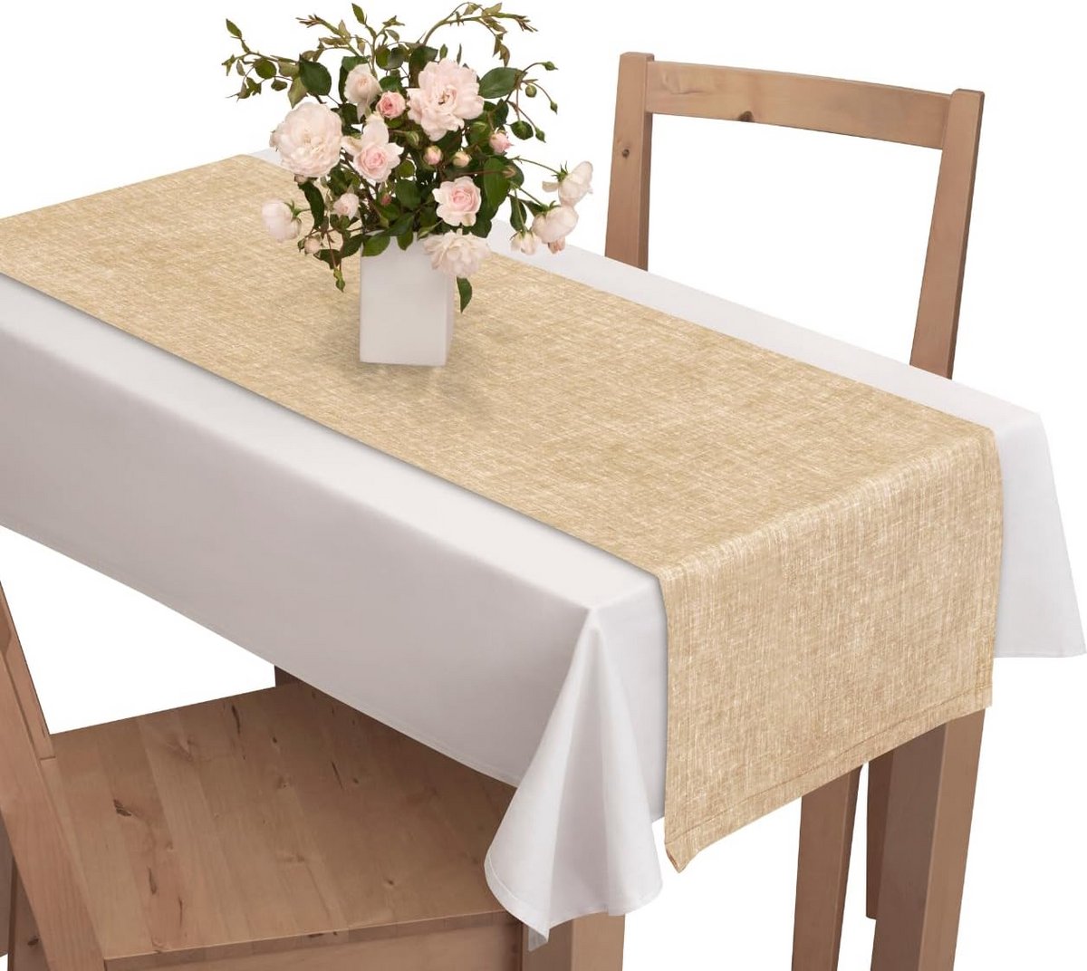 Decoratieve tafelloper Groen Linnen 40 x 120 cm Rustiek Minimalistisch Tafelkleed
