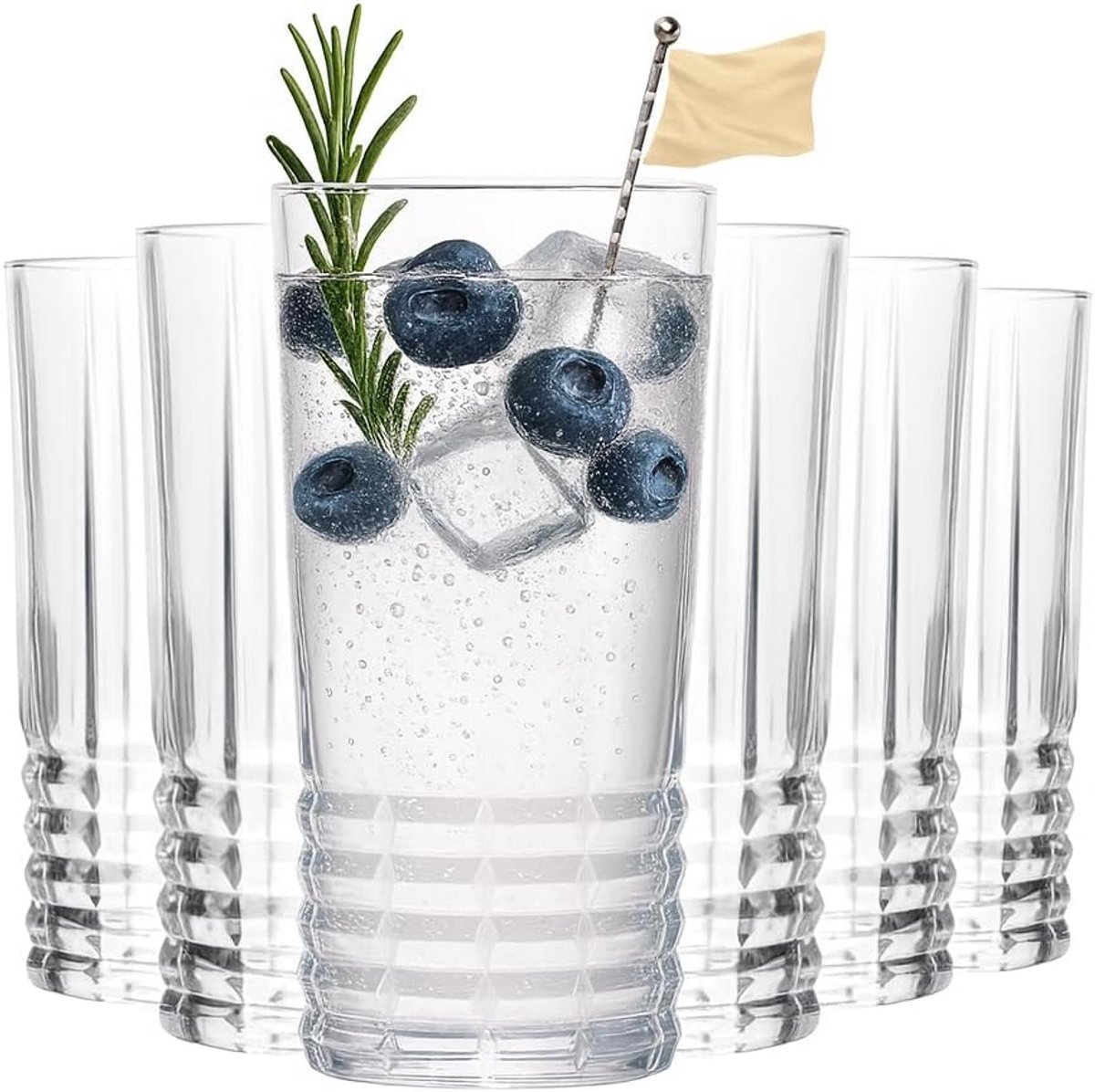 Set van 6 Longdrinkglazen - 370ml Waterglazen en Whiskyglazen - Kristalhelder en Vaatwasmachinebestendig