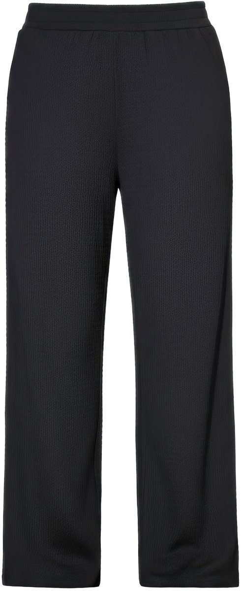 Studio Untold - Dames - Broek wijde pijpen structuur elastische tailleband - Zwart - Maat 44