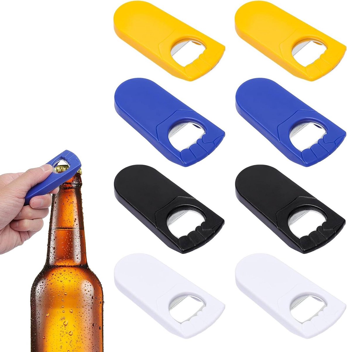 Flesopener set van 8 stuks in diverse kleuren voor feest, camping en keuken