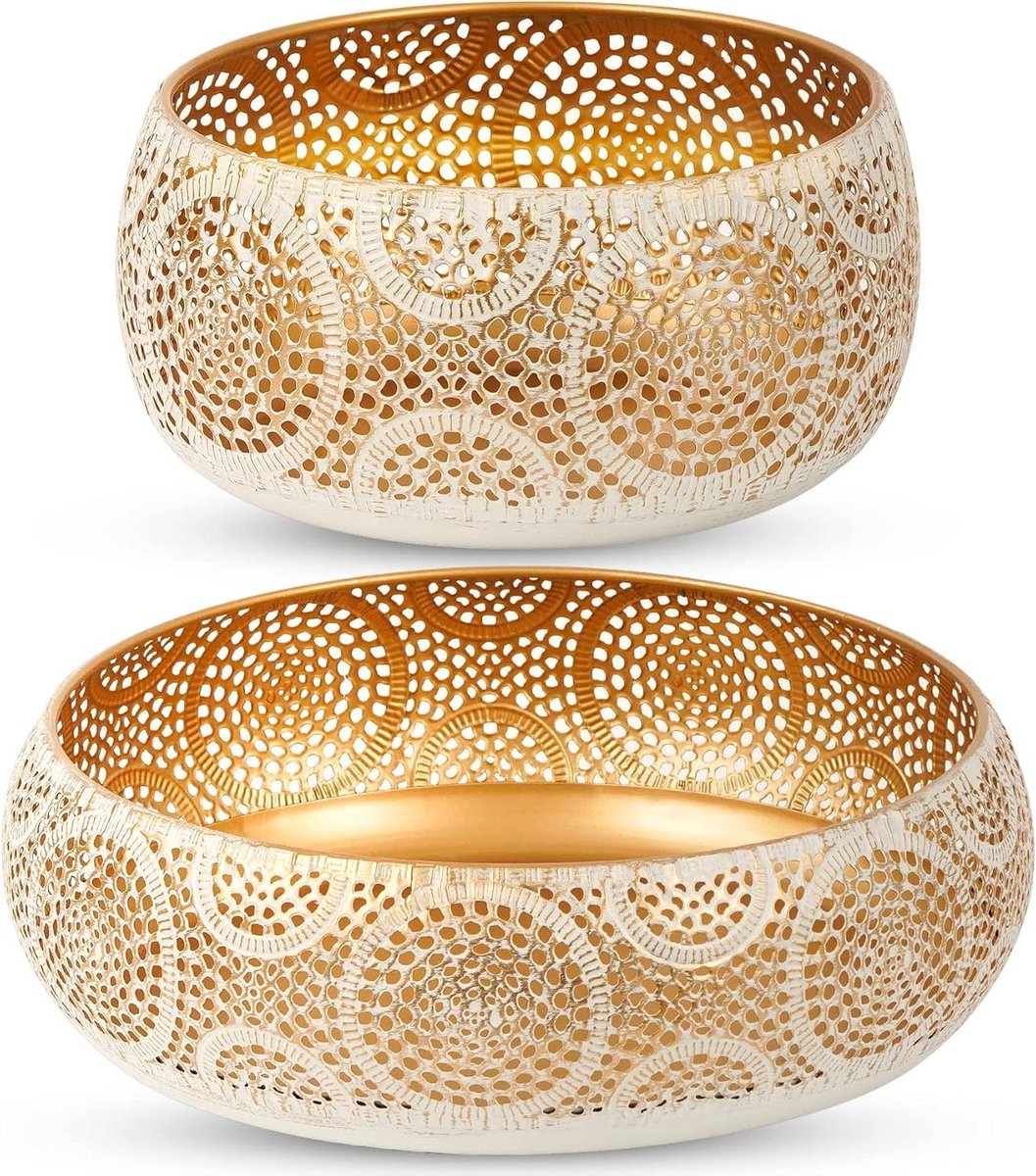 Decoratieve schalen voor fruit en snacks - set van 2 - goud - diameter 18 cm en 30 cm