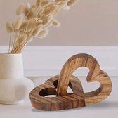Decoratief hart staand metaal hout wit lente decoratie H31cm