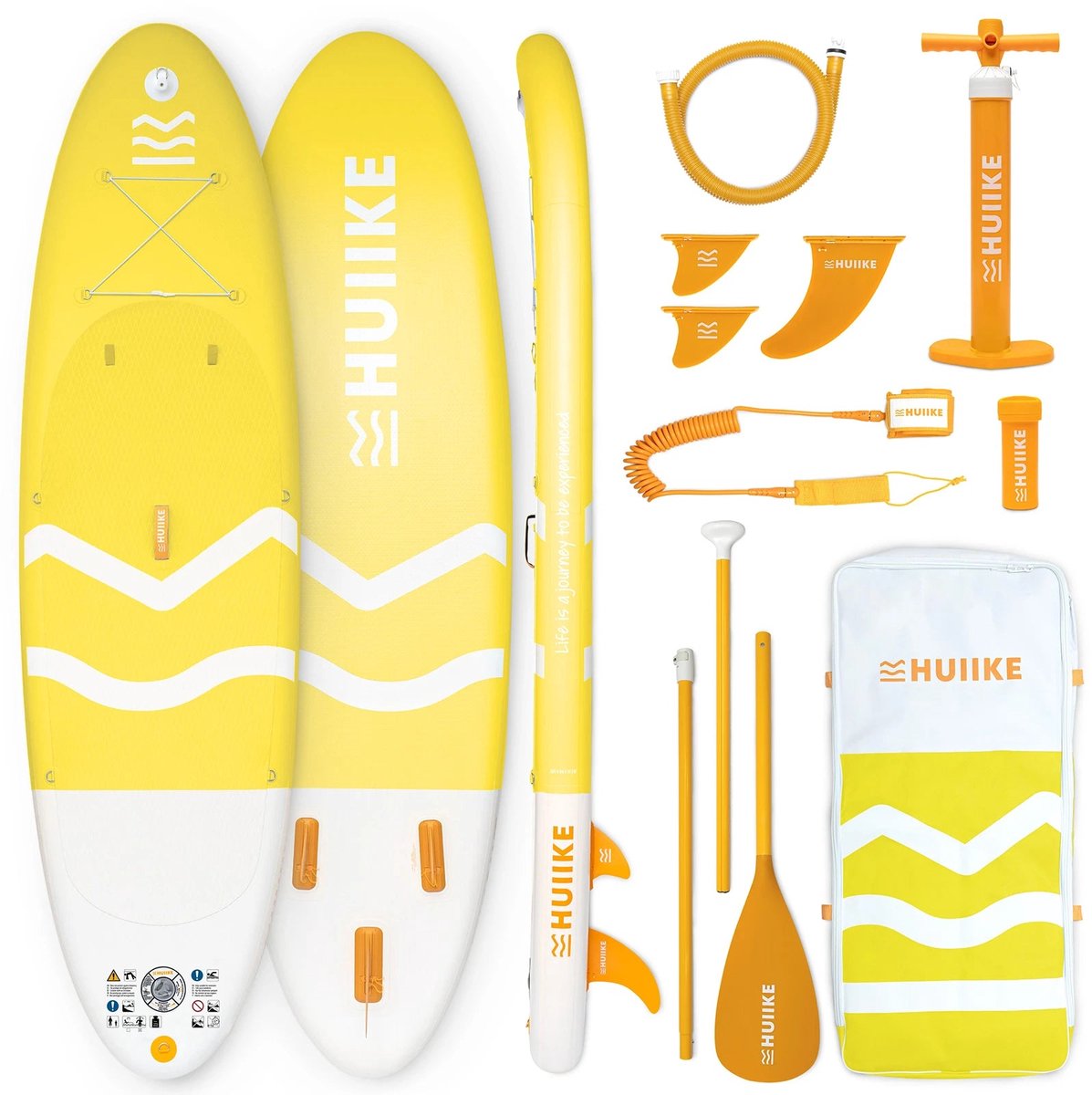 HUIIKE SUP Board - Opblaasbaar Paddle Board met Accessoires, Peddel, Vinnen, Pomp - Stand Up Paddle met Hoge Stabiliteit - 305 x 84 x 15 cm - Max. 130 kg