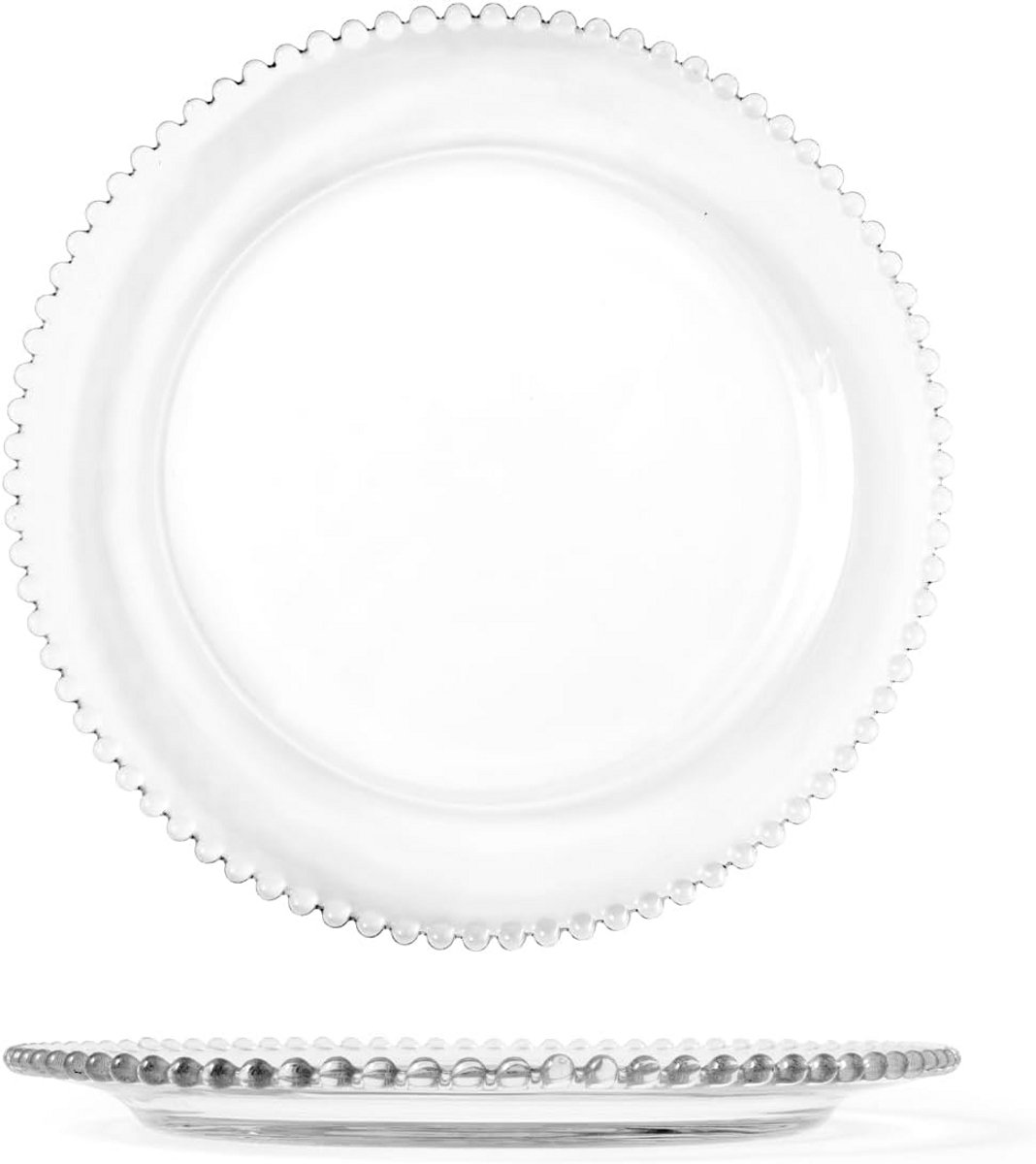 Set van 6 Grote Ronde Glazen Borden - Transparant Ø 34 cm
