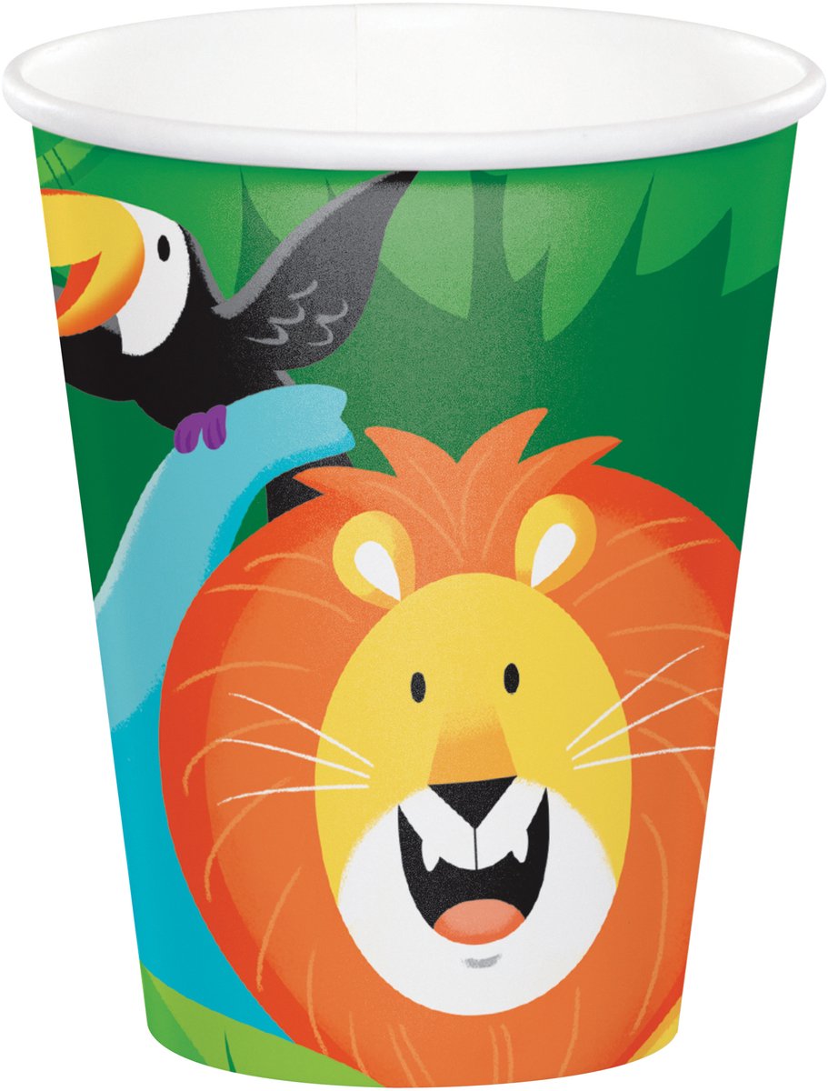 CREATIVE PARTY - 8 Safari Jungle Kartonnen Bekers 260 ml voor Verjaardag