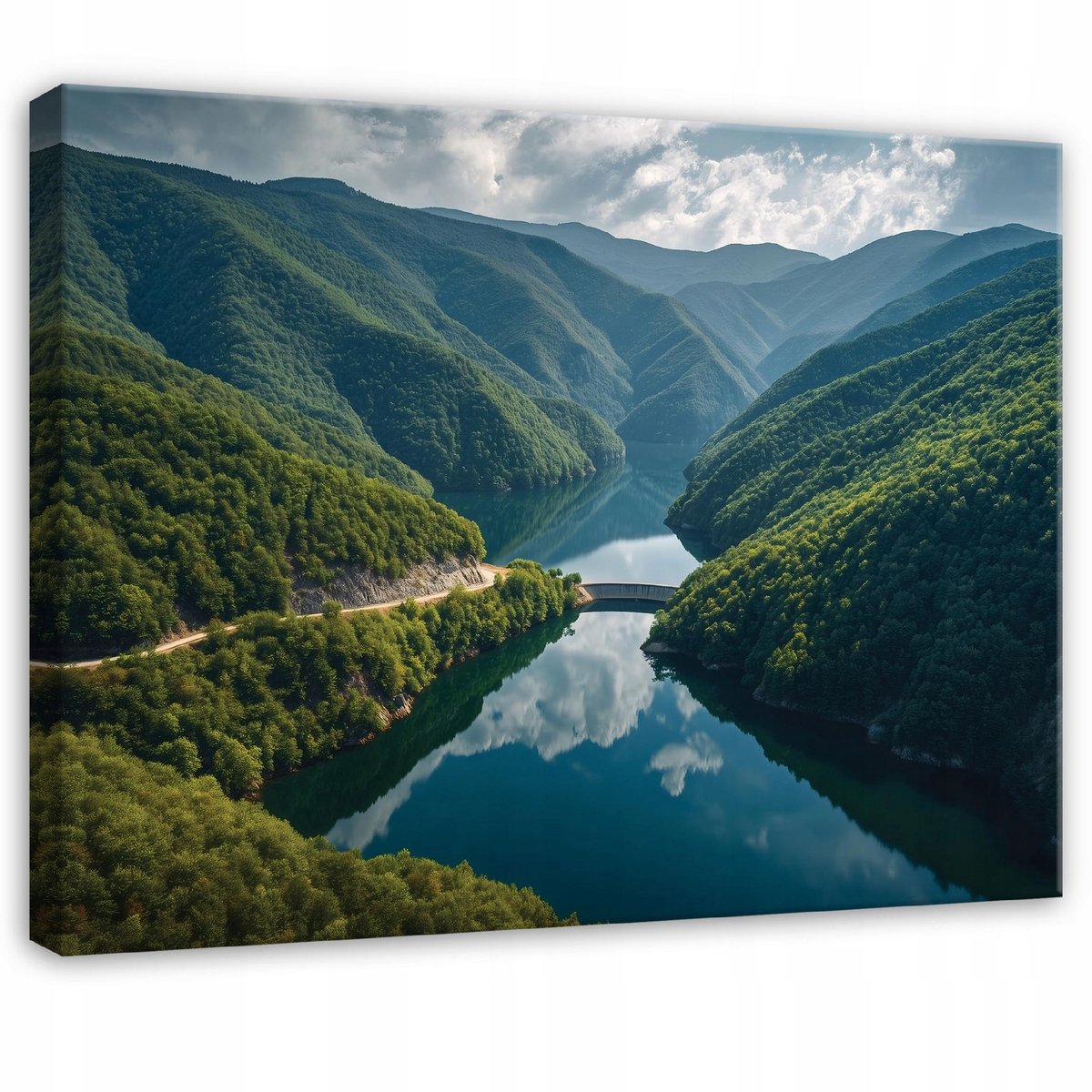 WALLARENA Schilderij op canvas - 40x30 cm - RIVIER BERGEN NATUUR - Geschikt voor slaapkamer, woonkamer, keuken Veelkleurig