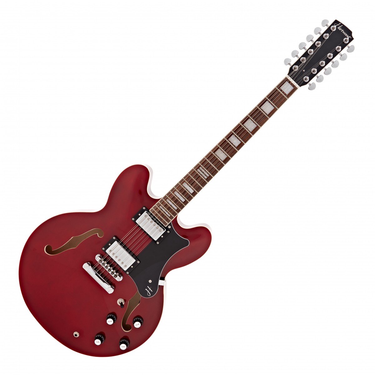 Hartwood Revival 12-snarige Semi-akoestische Gitaar, Cherry Red