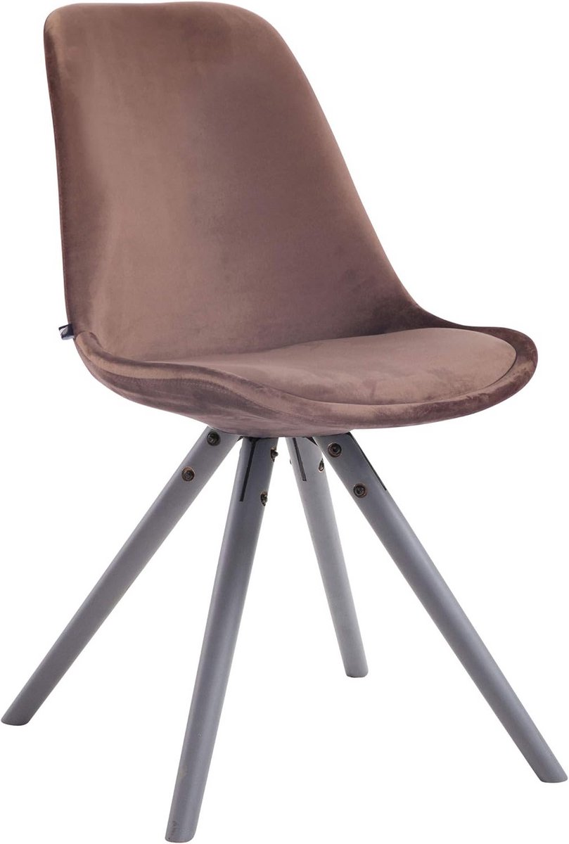 Eetkamerstoel Fluweel Rond Frame Comfortabel Bruin Grijs Onderstel